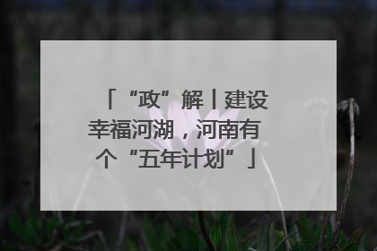 “政”解丨建设幸福河湖，河南有个“五年计划”