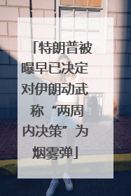 特朗普被曝早已决定对伊朗动武 称“两周内决策”为烟雾弹