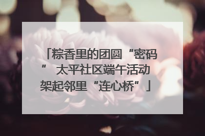 粽香里的团圆“密码” 太平社区端午活动架起邻里“连心桥”
