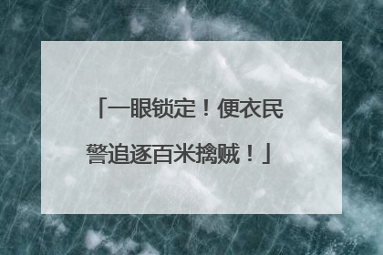 一眼锁定！便衣民警追逐百米擒贼！