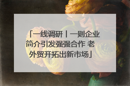 一线调研丨一则企业简介引发强强合作 老外贸开拓出新市场
