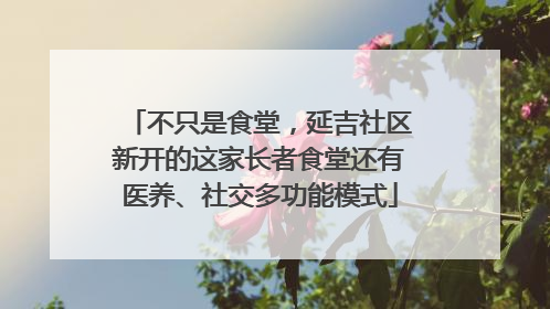 不只是食堂，延吉社区新开的这家长者食堂还有医养、社交多功能模式