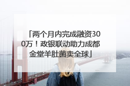 两个月内完成融资300万！政银联动助力成都金堂羊肚菌卖全球