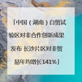 中国（湖南）自贸试验区对非合作创新成果发布 长沙片区对非贸易年均增长141%