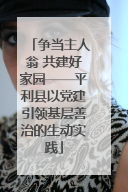 争当主人翁 共建好家园——平利县以党建引领基层善治的生动实践