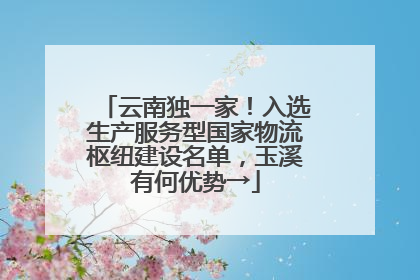 云南独一家！入选生产服务型国家物流枢纽建设名单，玉溪有何优势→