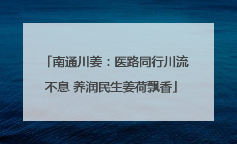 南通川姜：医路同行川流不息 养润民生姜荷飘香