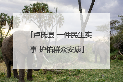 卢氏县 一件民生实事 护佑群众安康