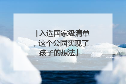 入选国家级清单，这个公园实现了孩子的想法