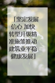 坚定发展信心 加快转型升级精准施策推动建筑业平稳健康发展