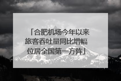 合肥机场今年以来旅客吞吐量同比增幅位居全国第一方阵