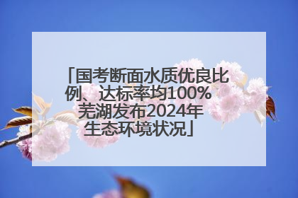 国考断面水质优良比例、达标率均100% 芜湖发布2024年生态环境状况