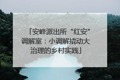 安峰派出所“红安”调解室：小调解撬动大治理的乡村实践
