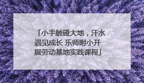 小手触碰大地，汗水遇见成长 乐师附小开展劳动基地实践课程