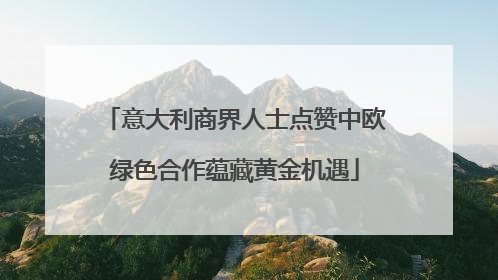 意大利商界人士点赞中欧绿色合作蕴藏黄金机遇