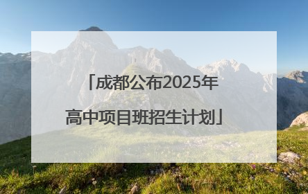 成都公布2025年高中项目班招生计划