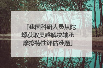 我国科研人员从陀螺获取灵感解决轴承摩擦特性评估难题