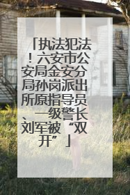 执法犯法！六安市公安局金安分局孙岗派出所原指导员、一级警长刘军被“双开”