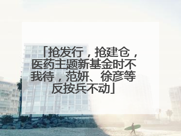 抢发行，抢建仓，医药主题新基金时不我待，范妍、徐彦等反按兵不动