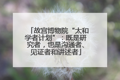 故宫博物院“太和学者计划”：既是研究者，也是沟通者、见证者和讲述者