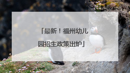 最新！福州幼儿园招生政策出炉