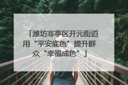 潍坊寒亭区开元街道用“平安底色”提升群众“幸福成色”