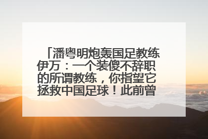 潘粤明炮轰国足教练伊万：一个装傻不辞职的所谓教练，你指望它拯救中国足球！此前曾多次发文评价国足
