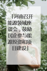 河南召开能源领域座谈会，鼓励民企参与能源投资和项目建设