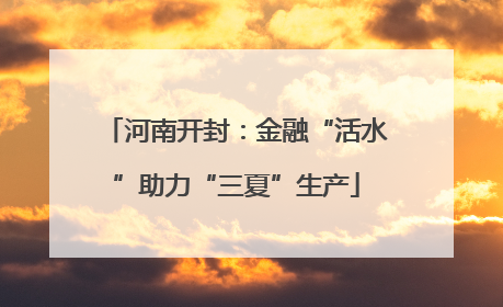 河南开封：金融“活水”助力“三夏”生产