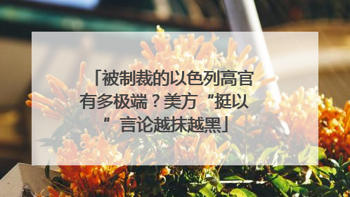 被制裁的以色列高官有多极端？美方“挺以”言论越抹越黑