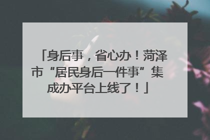 身后事，省心办！菏泽市“居民身后一件事”集成办平台上线了！