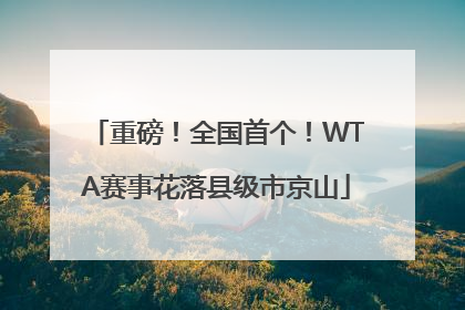 重磅！全国首个！WTA赛事花落县级市京山
