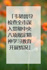 韦韬督导检查全市深入贯彻中央八项规定精神学习教育开展情况