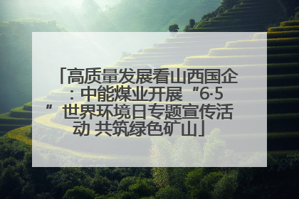 高质量发展看山西国企：中能煤业开展“6·5”世界环境日专题宣传活动 共筑绿色矿山