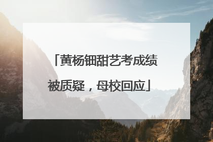 黄杨钿甜艺考成绩被质疑，母校回应