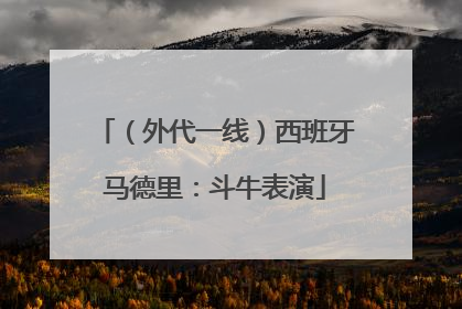 （外代一线）西班牙马德里：斗牛表演